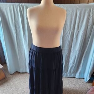 LC Lauren Conrad Navy Tiered Midi Skirt